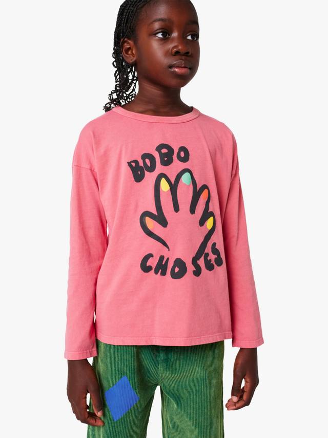 Детская хлопковая футболка с длинным рукавом High Five Bobo Choses, Pink — фото 2