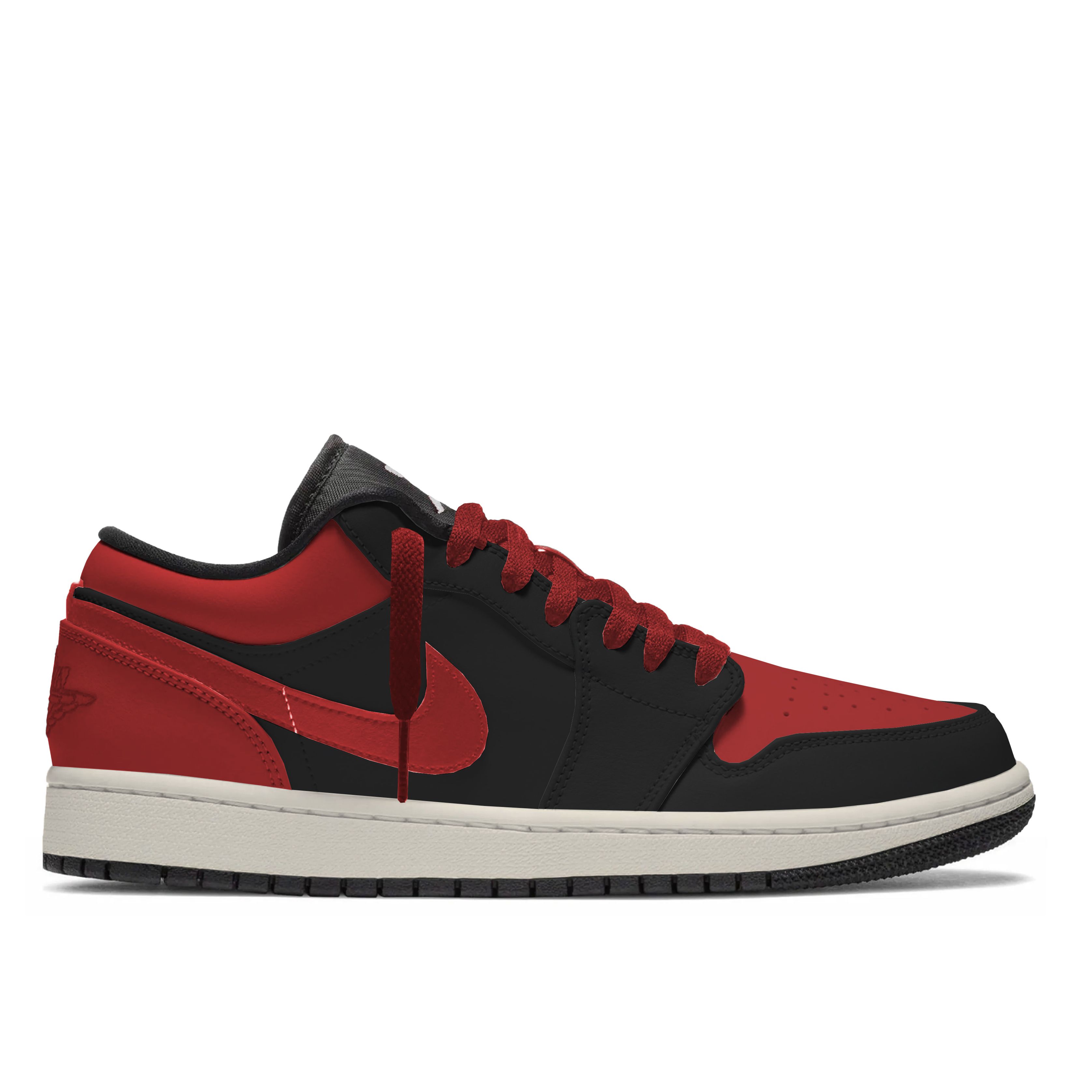 Jordan Air 1 устойчивые к истиранию низкие баскетбольные кроссовки Unisex Black White Red — фото 4