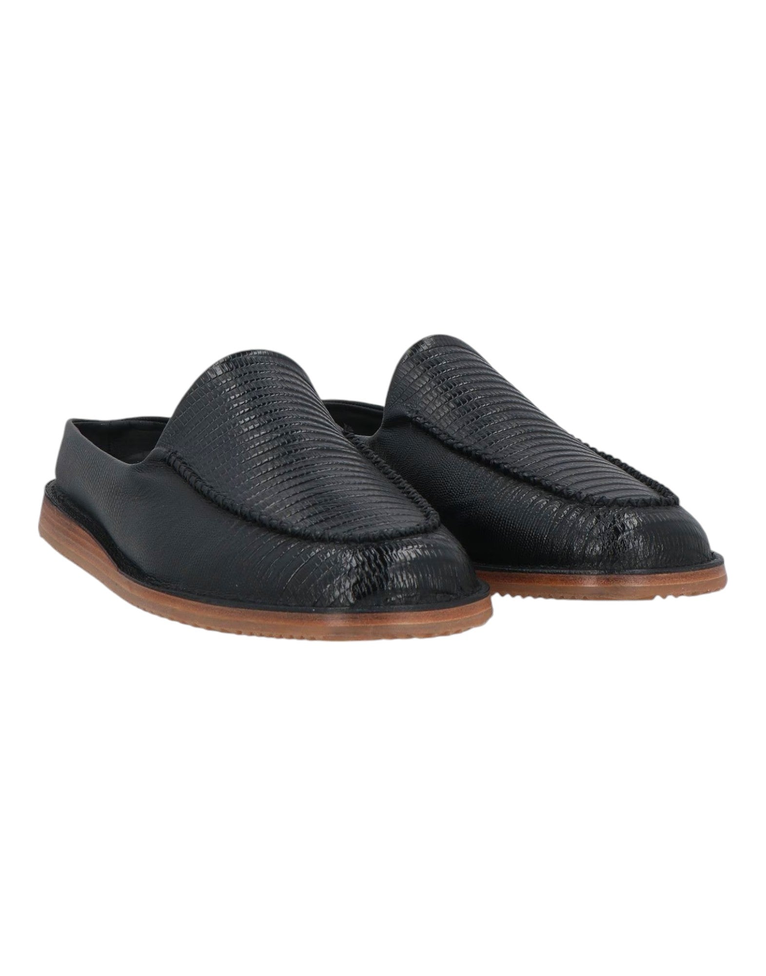 Bally Fosko 6303291 Черные телячьи тисненые кожаные мюли и сабо — фото 3
