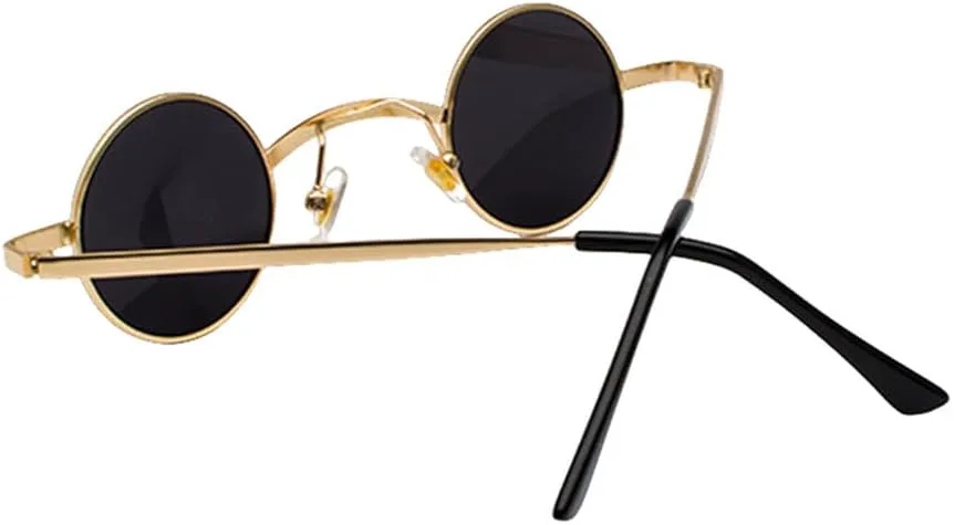 

Модные женские круглые солнцезащитные очки, маленькие металлические солнцезащитные очки для женщин, мужские солнцезащитные очки для женщин MWTSYSQ, C3 Black-grey