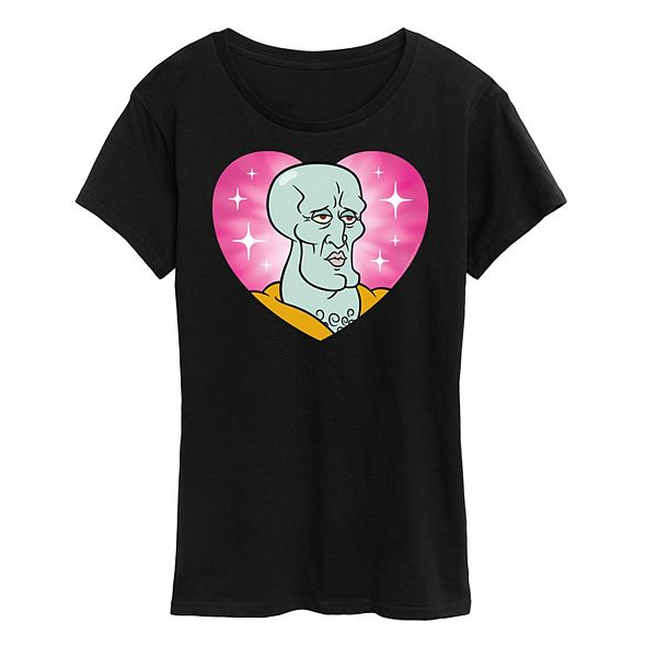 

Футболка с принтом Handsome Squidward в виде сердца из SpongeBob SquarePants Nickelodeon, Black