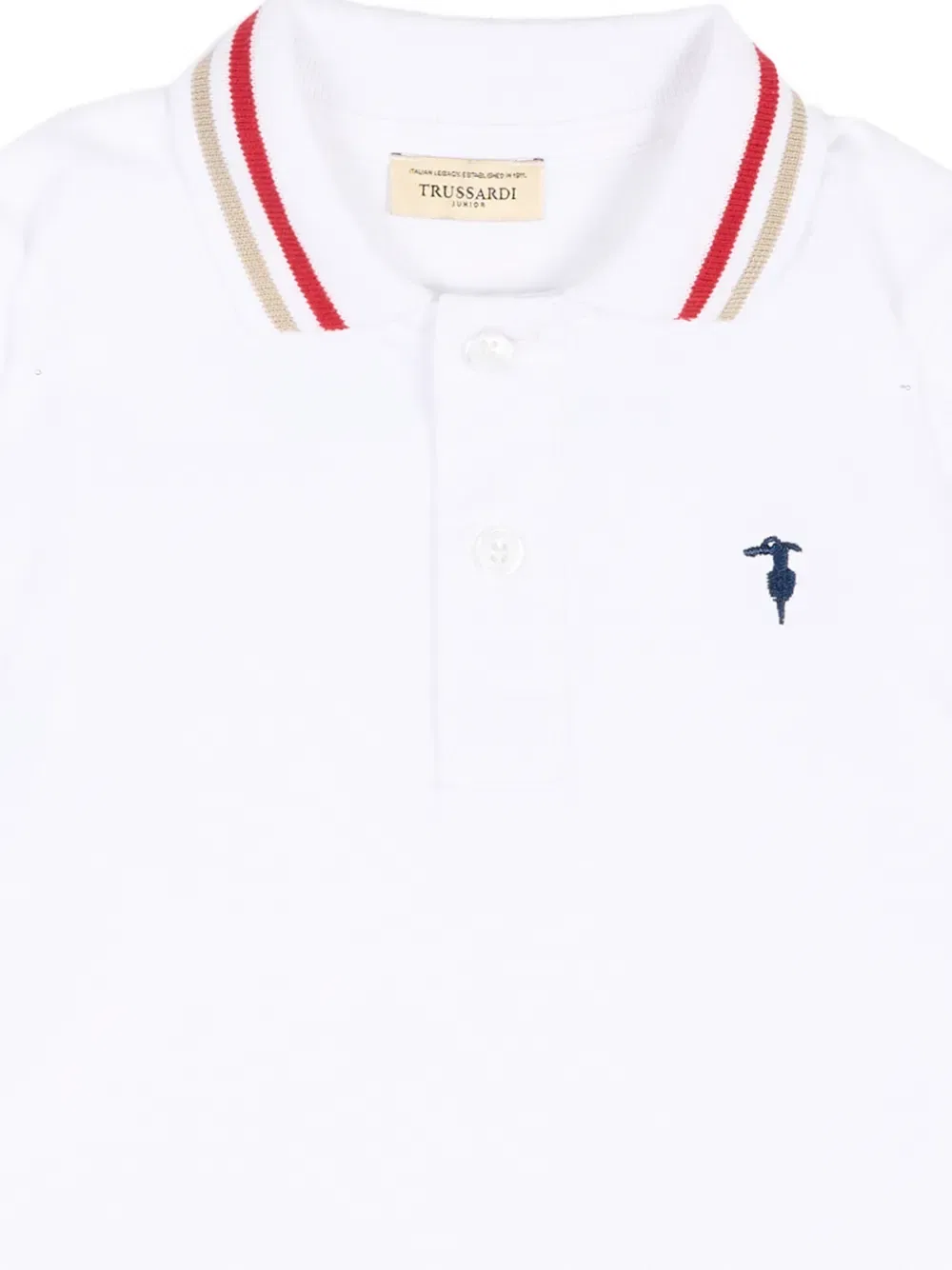Поло-рубашка в полоску с воротником Trussardi Junior, белый — фото 3