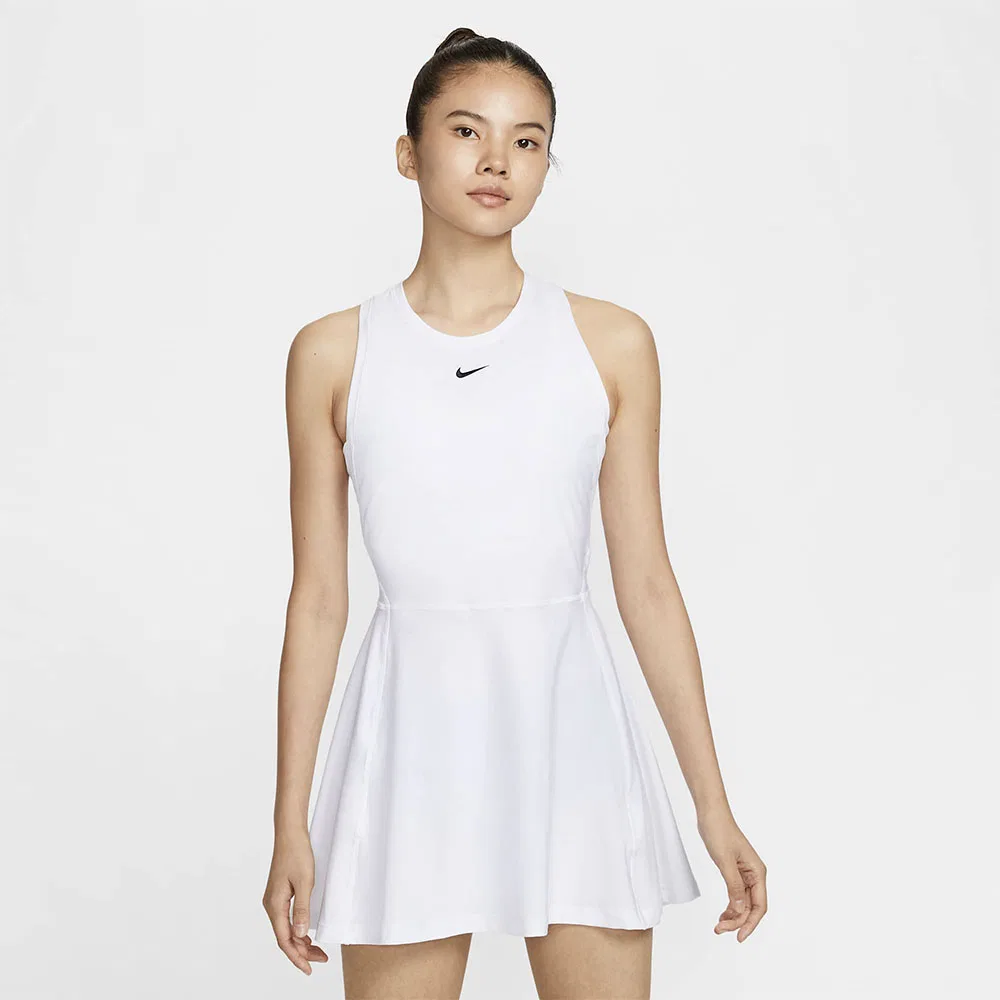 Женское теннисное платье Nike Victory Dri-FIT белое с чёрным