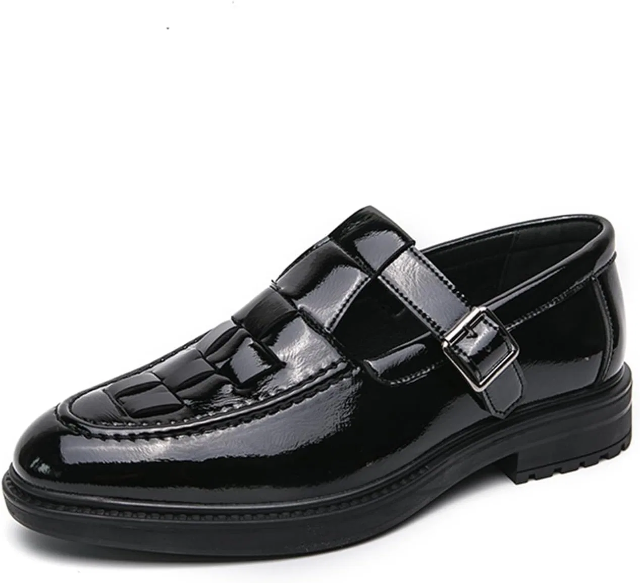 Лоферы кожаные лаковые мужские туфли, Black Abborora