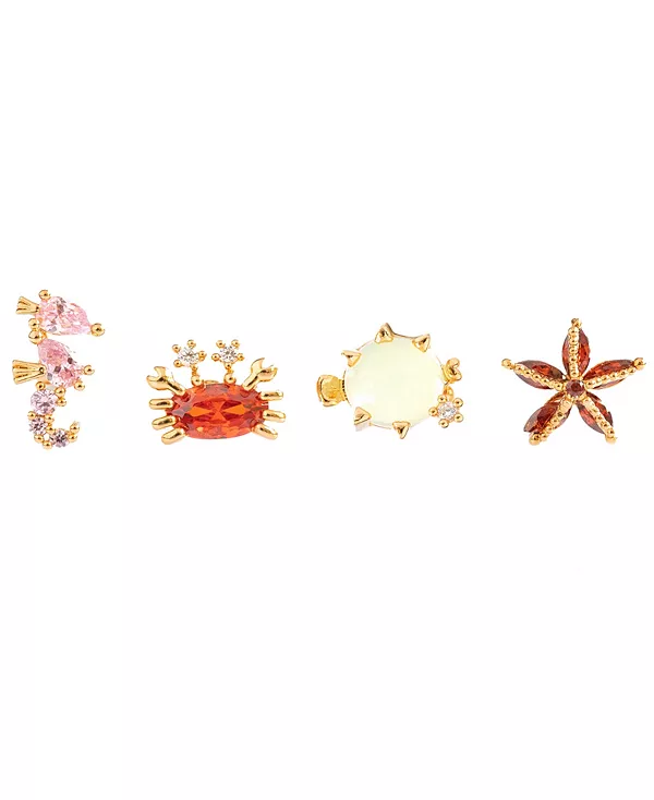 

Комплект серег-гвоздиков «Под морем» Girls Crew, gold-plated