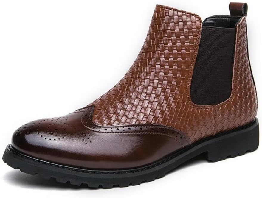 

Мужские повседневные ботинки Airloc Retro Chelsea с плетеной текстурой, на процесс вставки, средней высоты для повседневной носки, коричневый