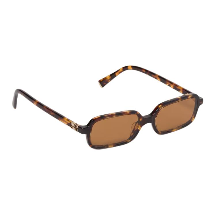 MIU MIU Ацетатные прямоугольные солнцезащитные очки Women's Tortoiseshell — фото 2