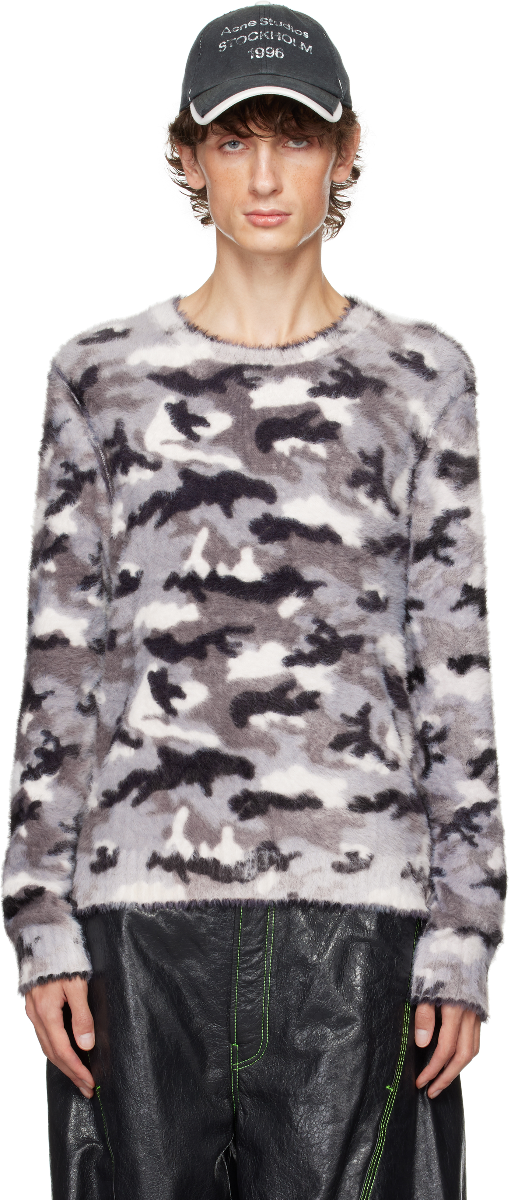 

Серый принтованный свитер Acne Studios, Shark grey/Multi