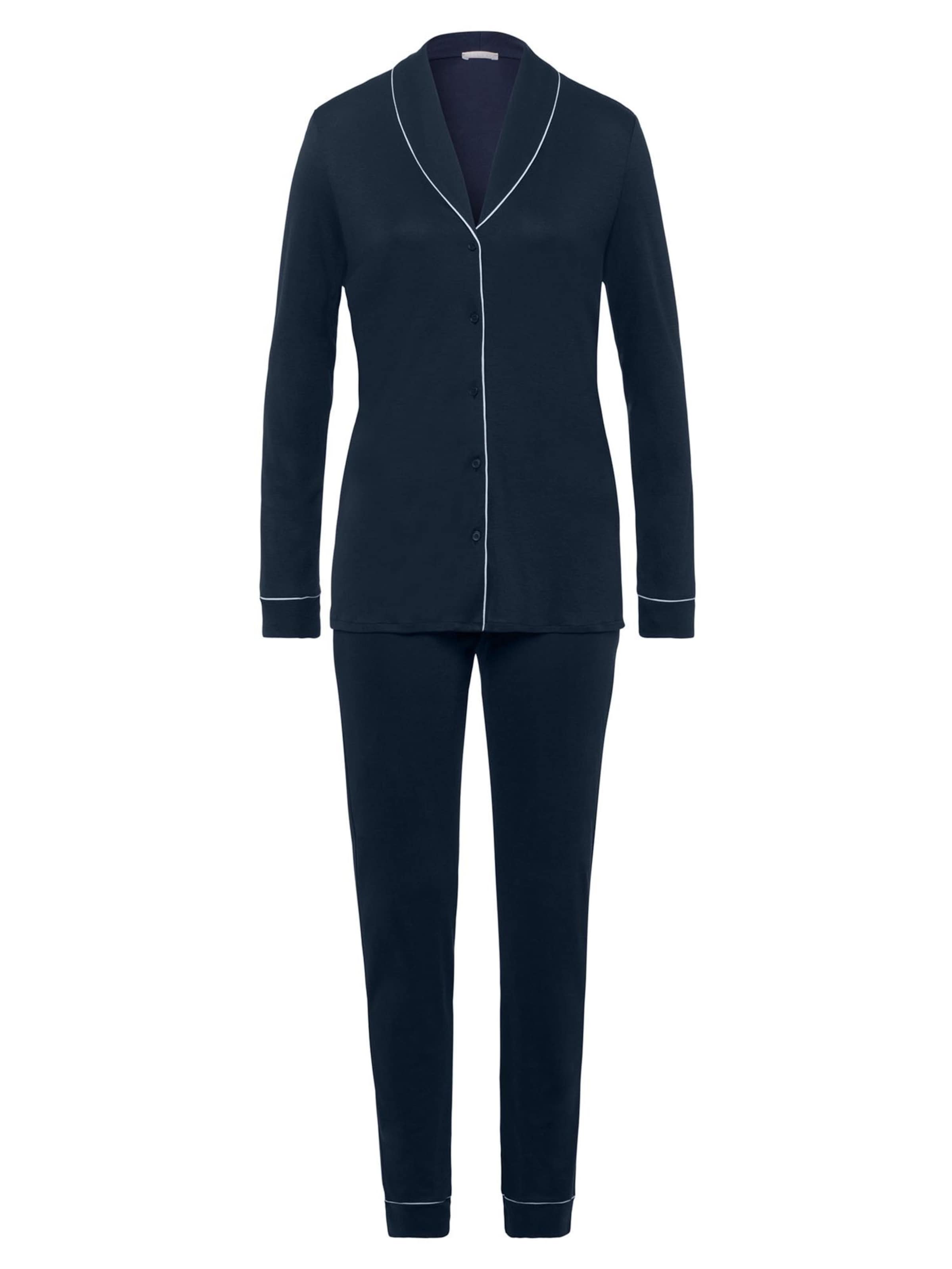 

Hanro Пижама 'Natural Comfort' в темно-синем цвете