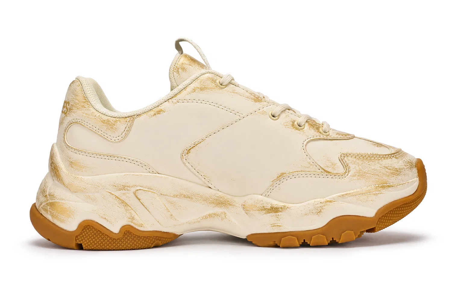 Детские кроссовки MLB Big Ball Chunky с золотистым принтом, Gold Foil Age-Beige Gold — фото 3