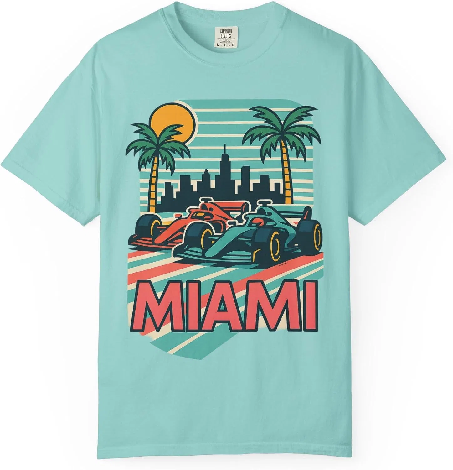 Футболка с принтом Miami Racing Comfort Colors, Chalky Mint