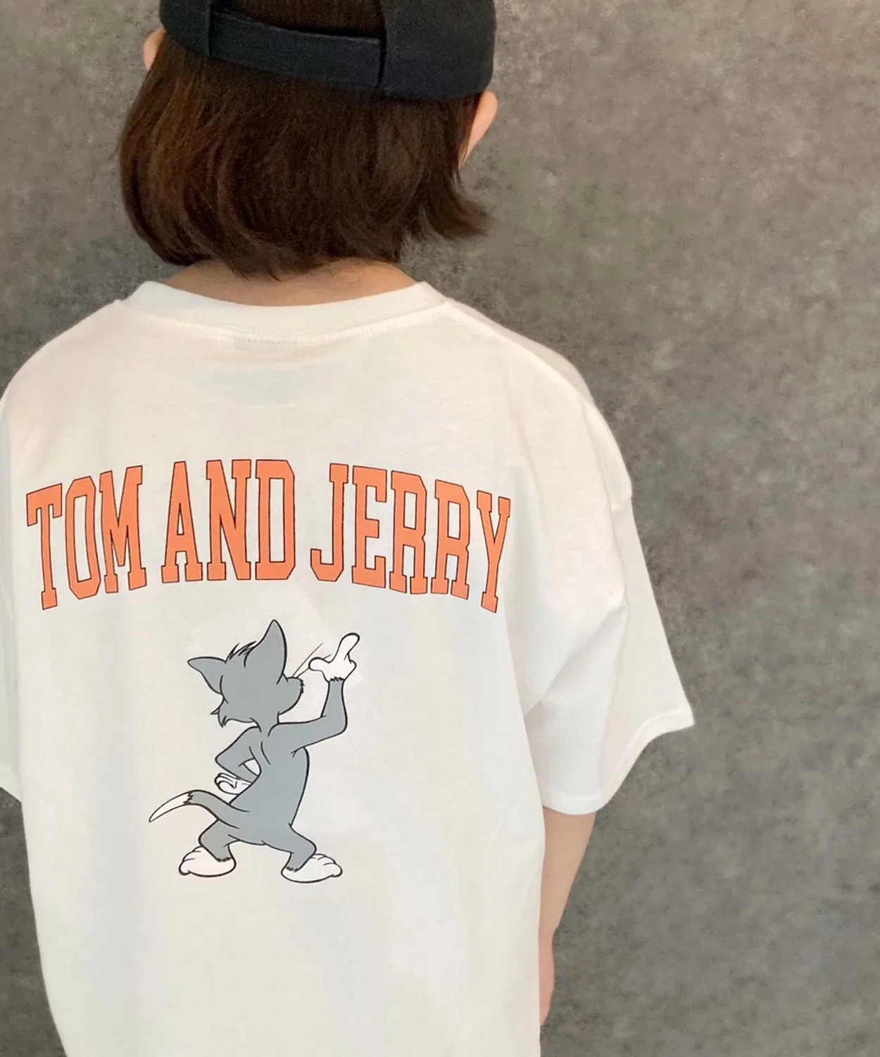 Детская футболка оверсайз с принтом TOM&JERRY, Белый