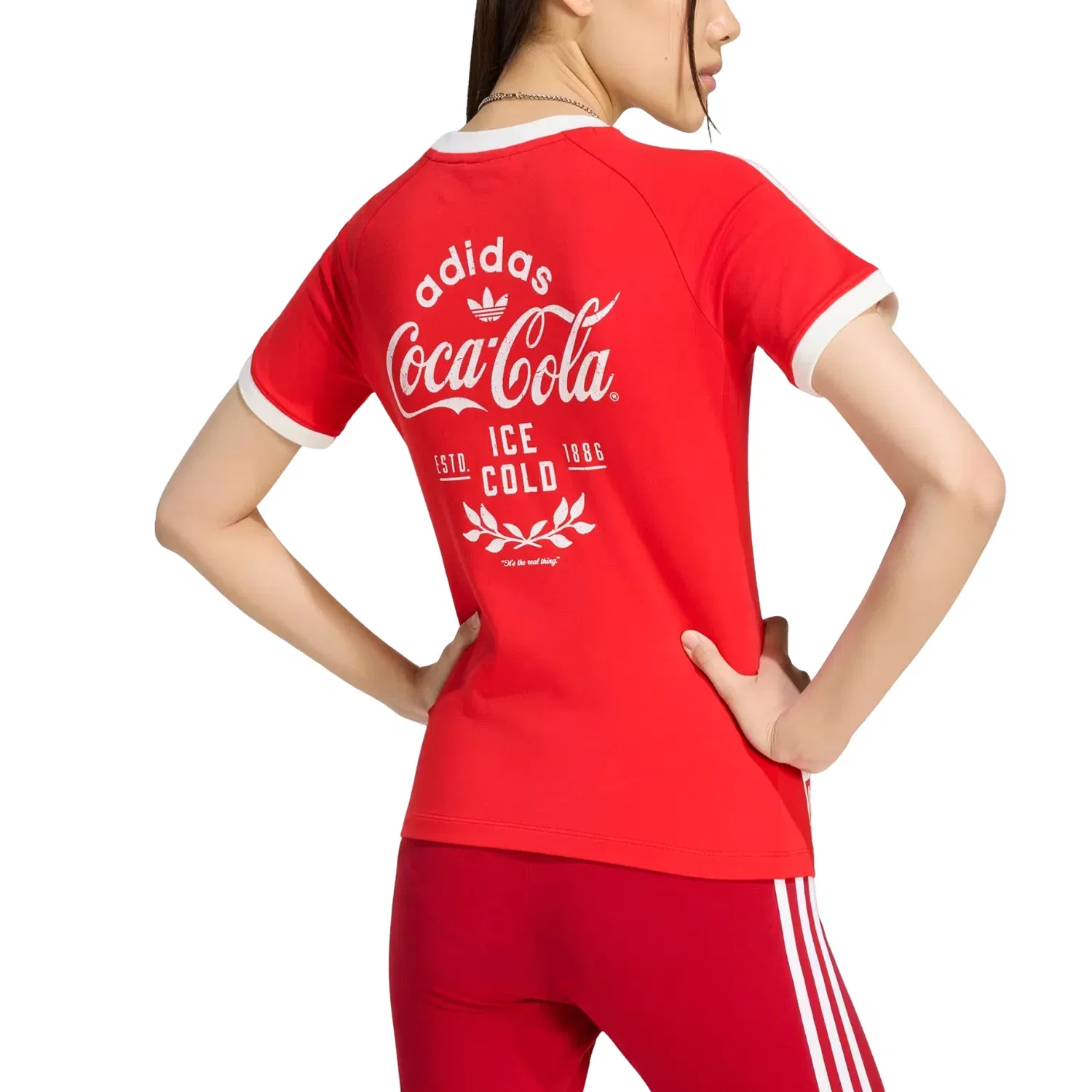 Женская футболка с принтом Adidas x Coca-Cola 3-Stripes Tee, красный — фото 4