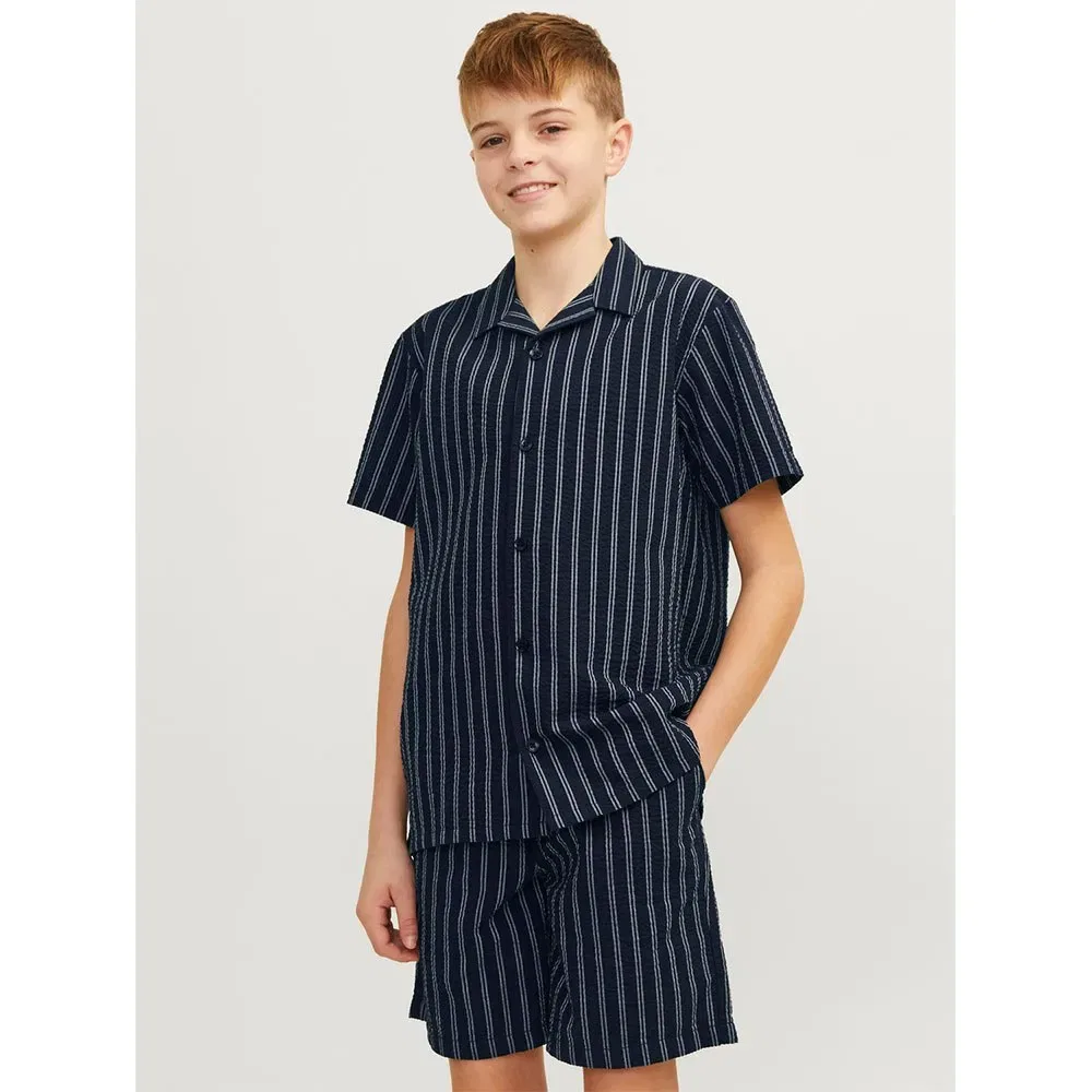 Рубашка с коротким рукавом Seersucker Jack & Jones, черный