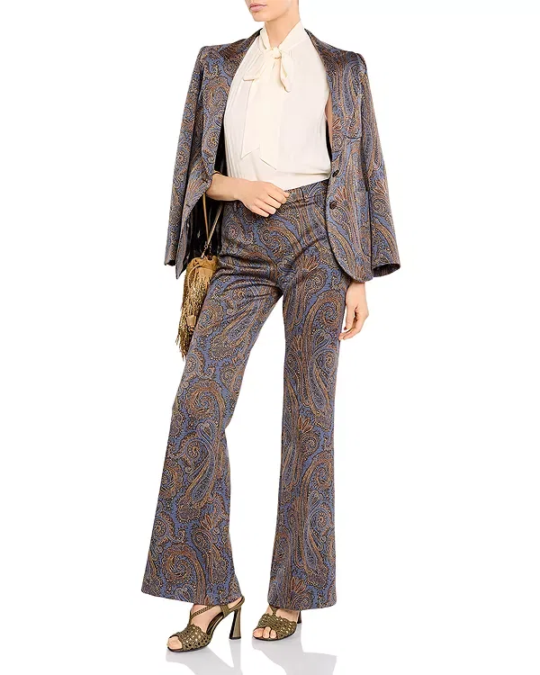 Женские брюки с принтом Paisley Flared Pants Etro, Multi Color/Blue — фото 2