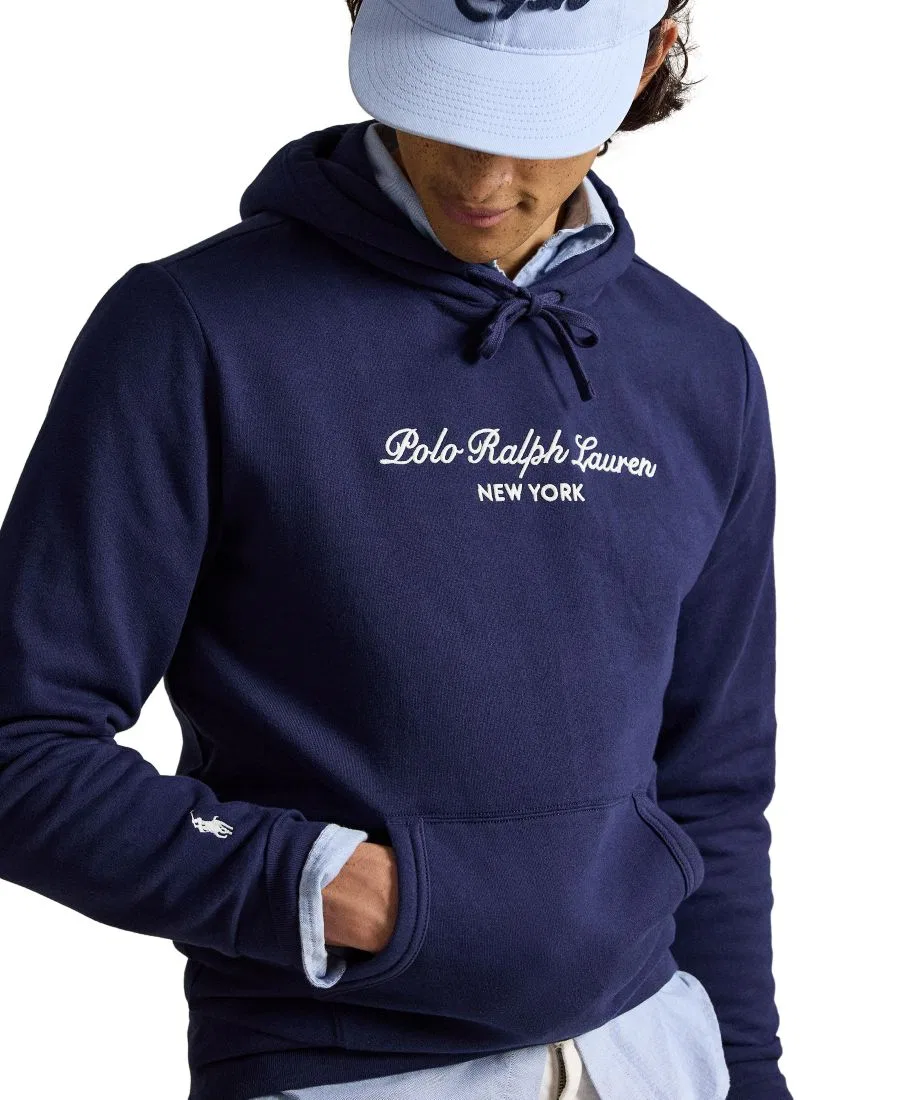 Худи из футера с вышивкой New York Polo Ralph Lauren, Newport Navy — фото 3