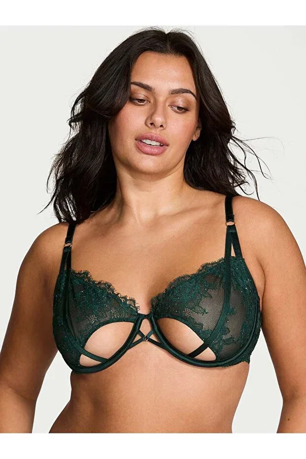 Женский кружевной бюстгальтер-балконет Victoria'S Secret, Dark Green