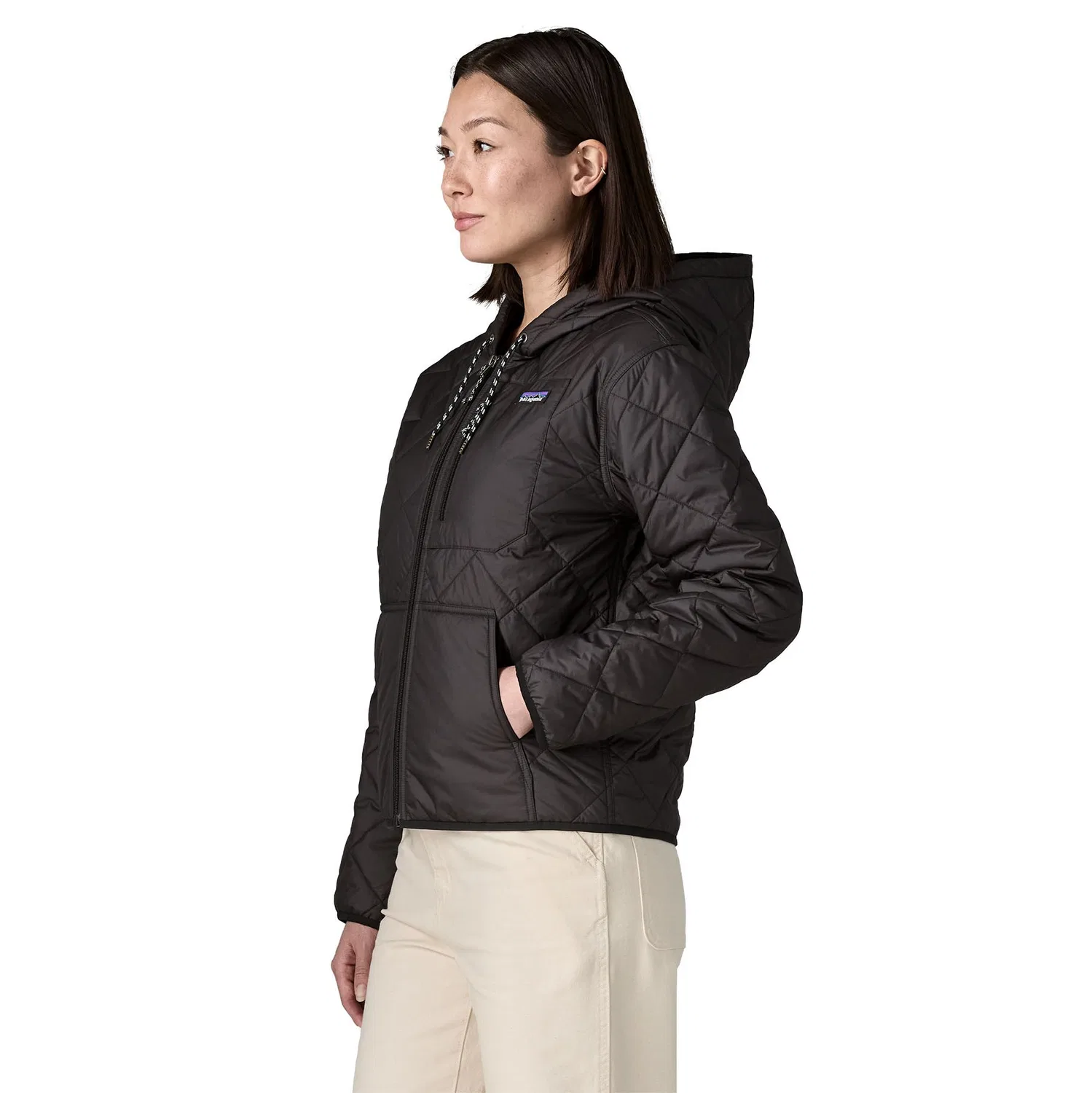 Куртка-бомбер утепленная с ромбовидной стежкой Diamond Quilted Insulated Bomber Hoody Patagonia, черный — фото 4