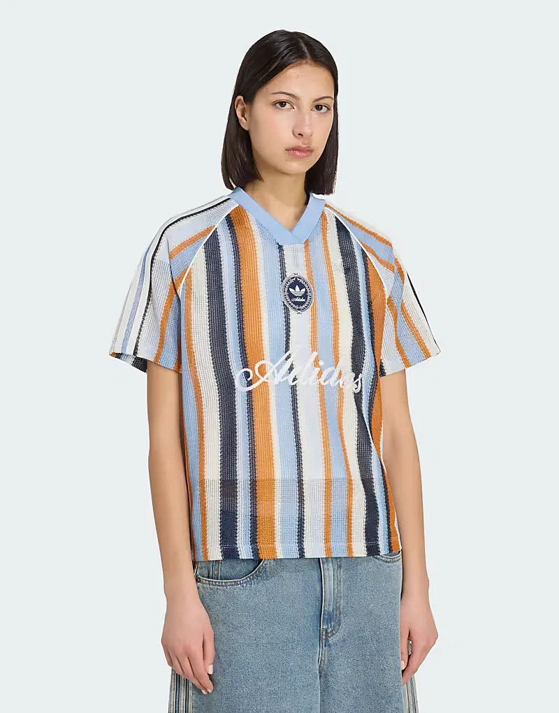 Вязаная футболка оверсайз Adidas Originals Summer Glow, синий