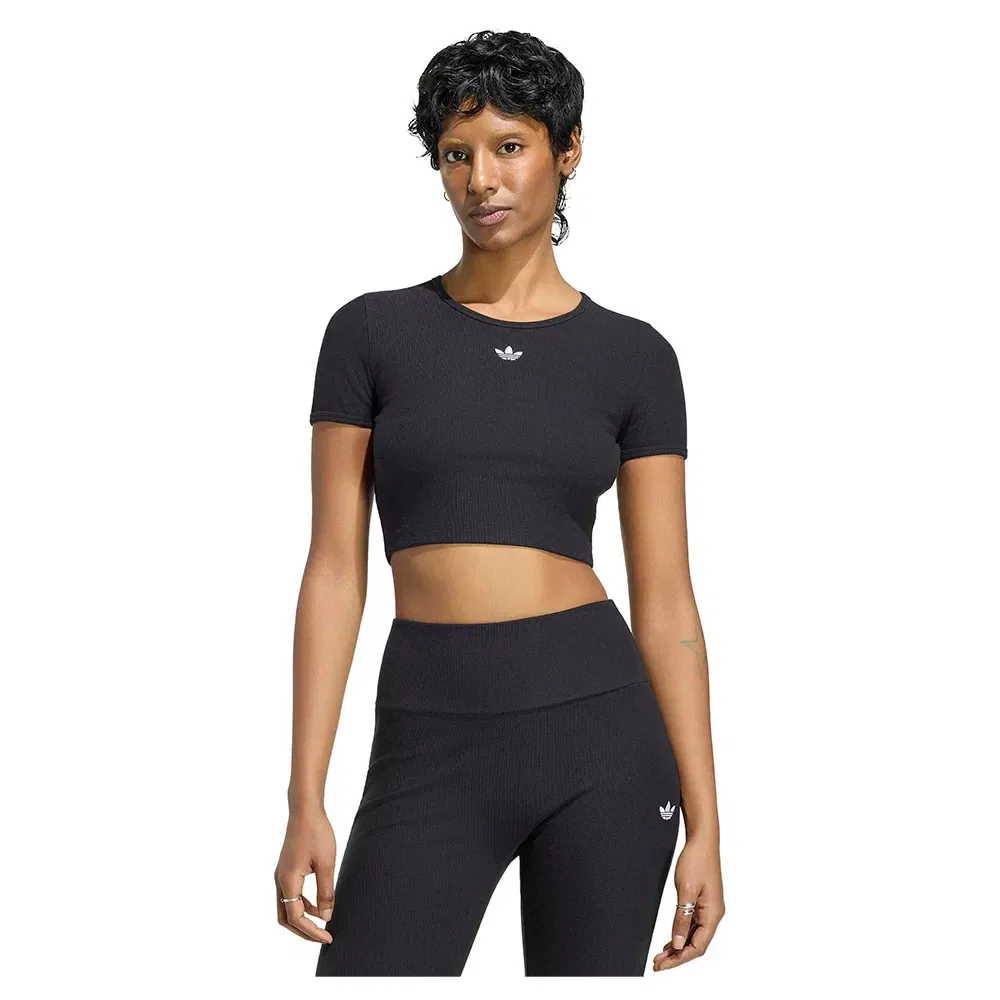 Футболка с коротким рукавом Essentials Rib Adidas Originals, черный