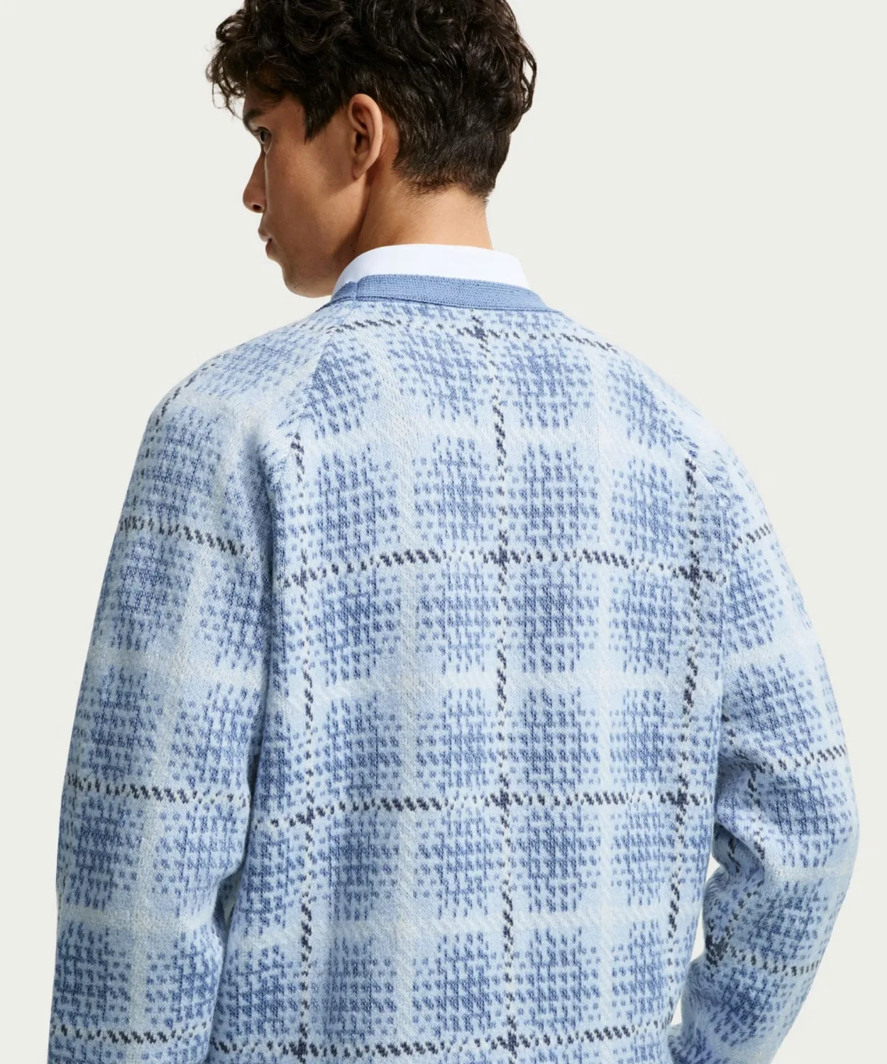 Мужской кардиган свободного кроя с принтом Nike Tartan, модель II0777-486 NIKE, Blue — фото 3