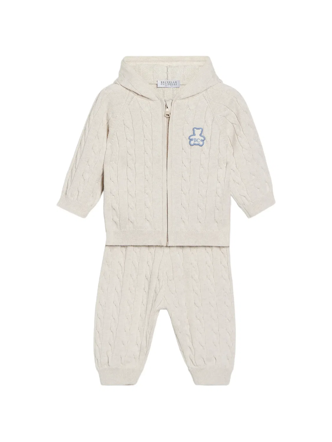Худи Bernie на молнии Brunello Cucinelli Kids, нейтральные цвета