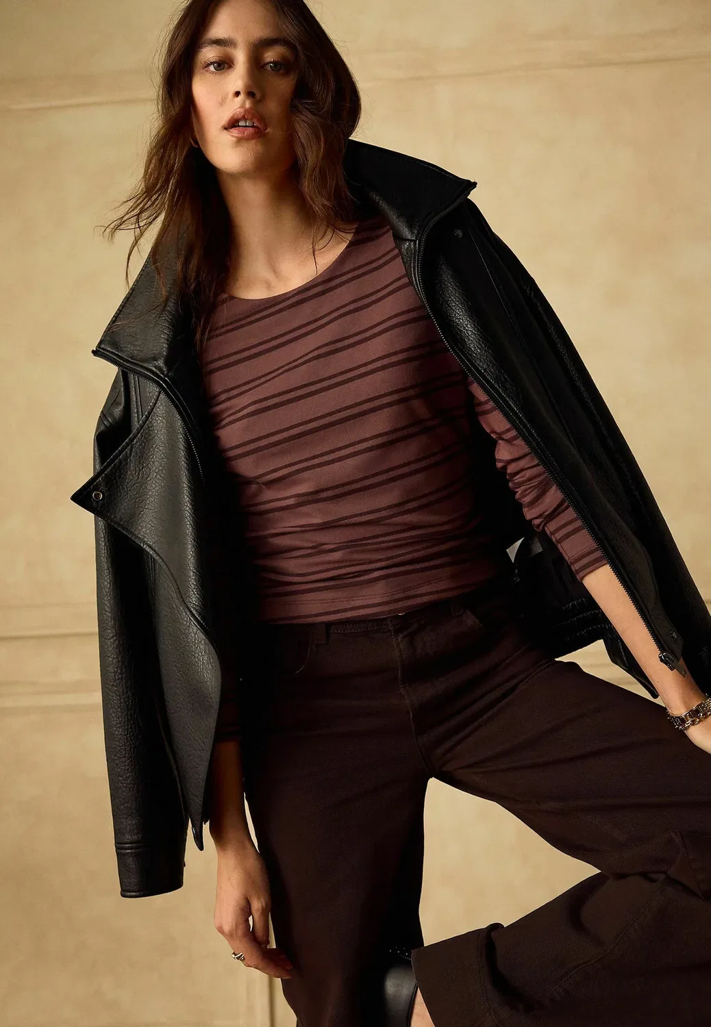 Футболка с круглым вырезом и длинными рукавами Next, Mauve Stripe — фото 4