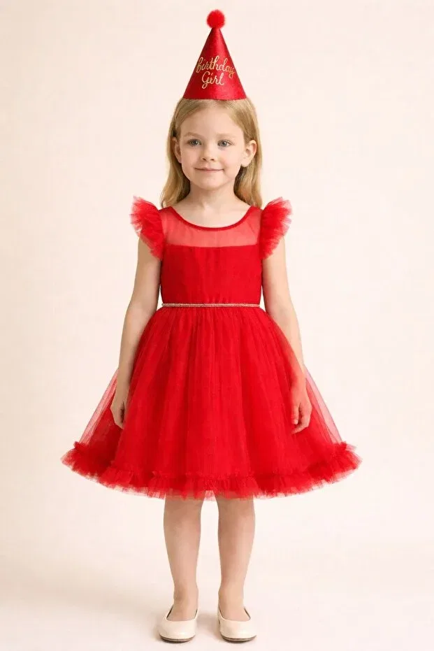 Детское платье для девочек с рюшами Egolika Kids, Red