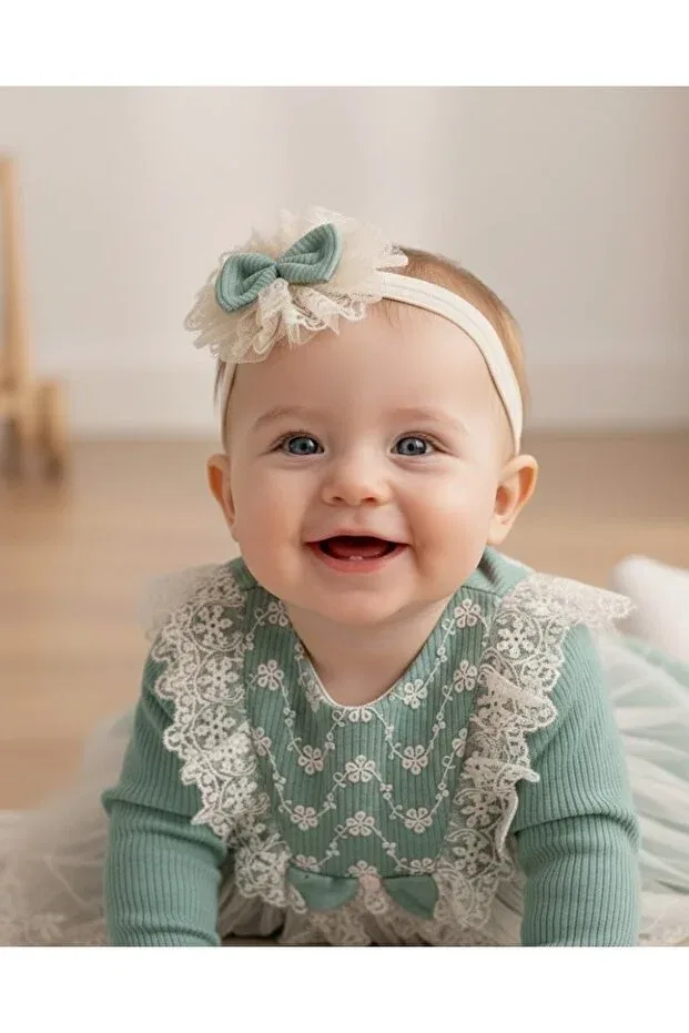 Детский комплект для девочек с длинным рукавом Little Dream Dress Set Miniborn, Green — фото 2