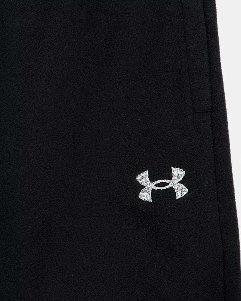 Детские джоггеры на микрофлисе, длина по внутреннему шву 63,5 см, UA Microfleece Hundo UnderArmour, Black/Steel — фото 2