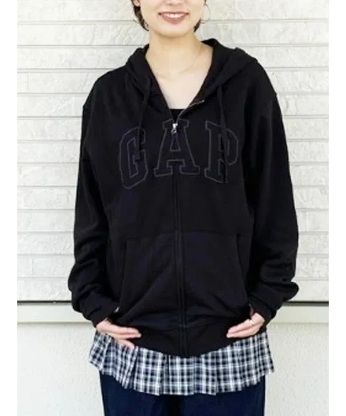 Женский худи с длинным рукавом на молнии, с капюшоном, Gap, Black