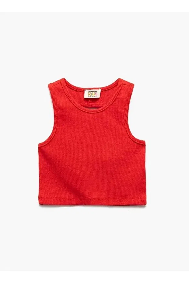 Детский топ для девочек без рукавов Ribbed Red Girl's T-Shirt Koton, Red