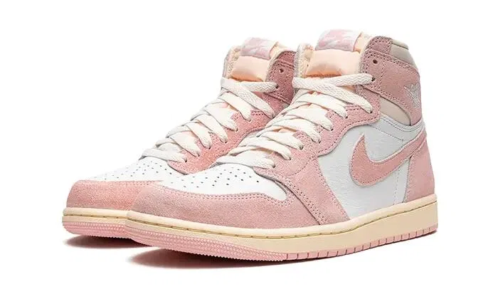 Детские кроссовки высокие с принтом Air Jordan 1 Retro High OG Washed Pink Jordan, Rosa Weiss Beige — фото 2
