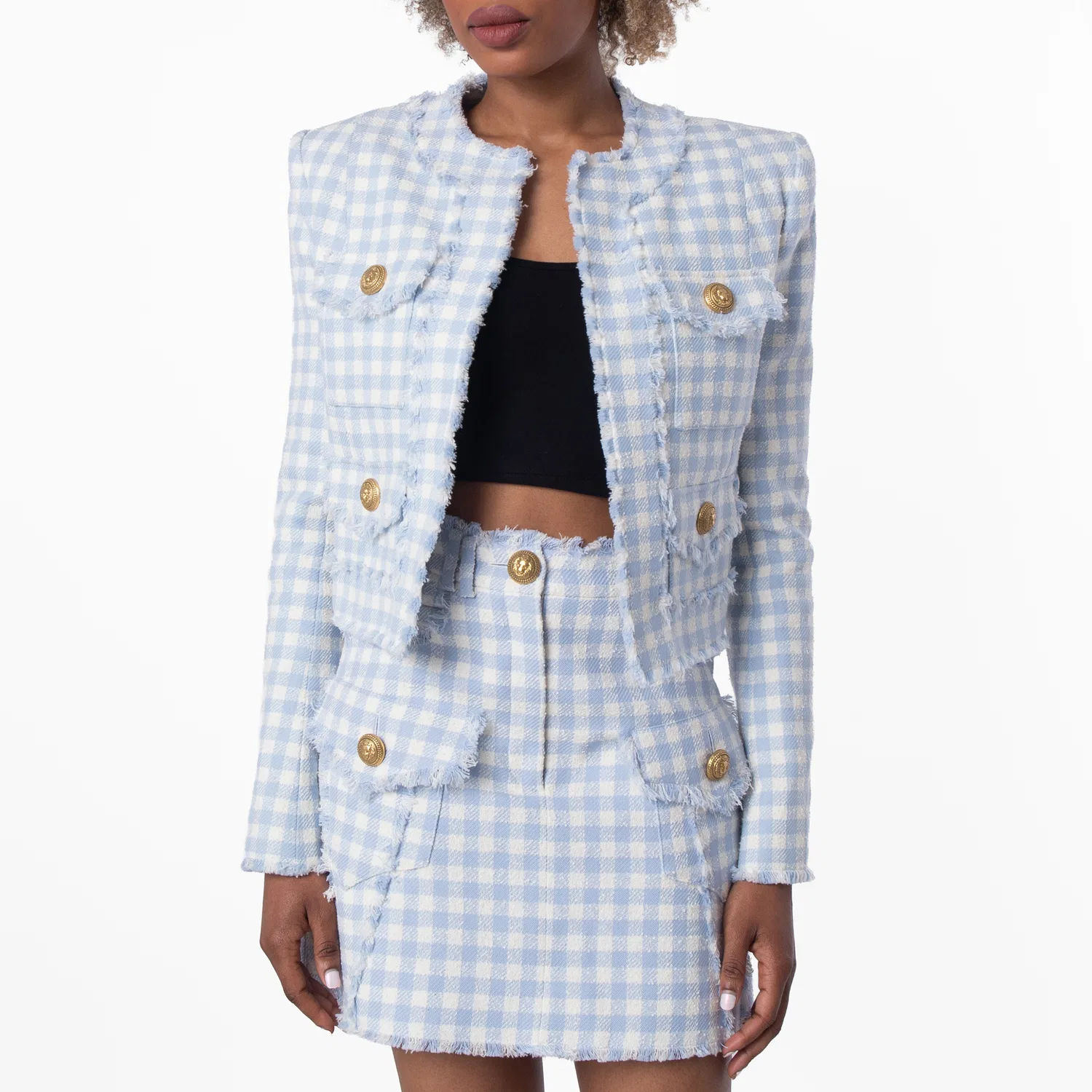 Жакет Balmain Gingham Tweed, Blue