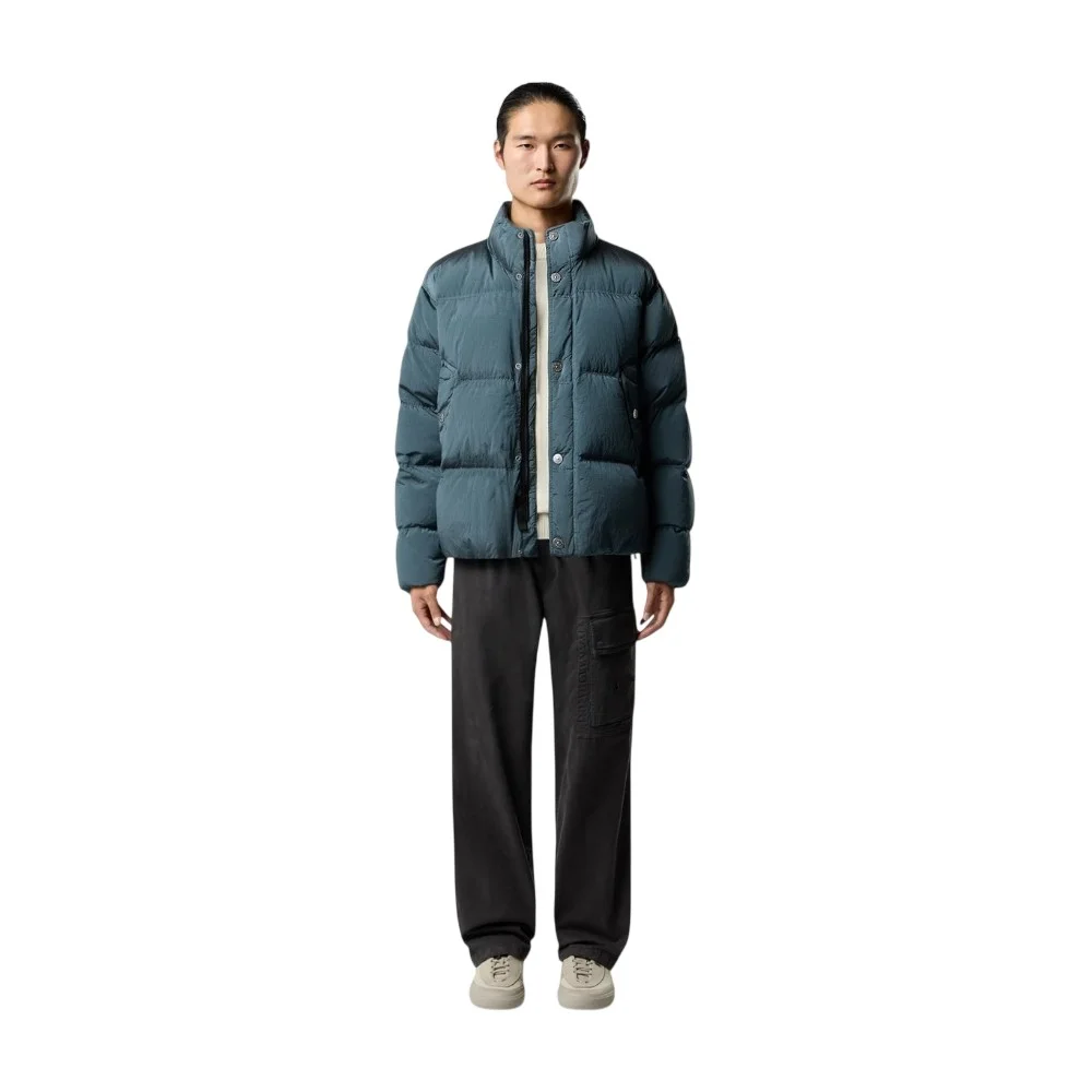 Мужской пуховик Stone Island Stand Collar, стальной синий