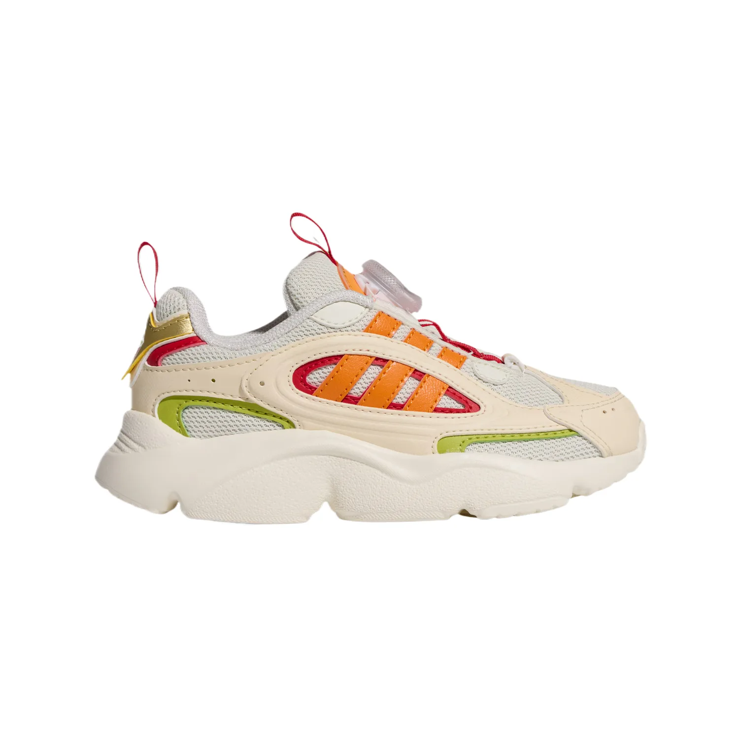 Ozmillen Fabric Low top детские кроссовки для детей 3-7 лет Adidas, айвори белый/светло-оранжевый/jade белый — фото 3