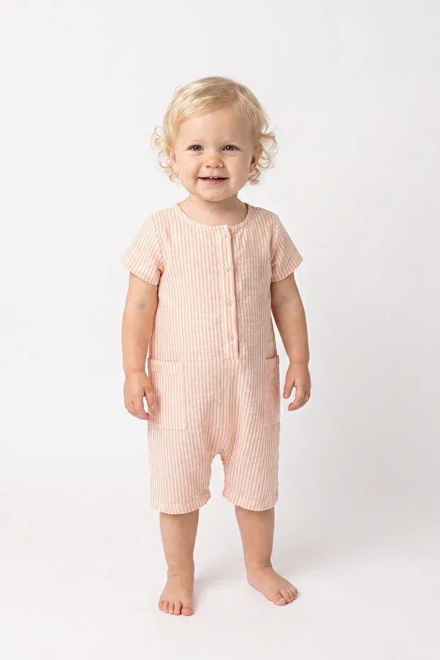 Детский комбинезон-шорты хлопковый Basics Kyron, Orange — фото 2