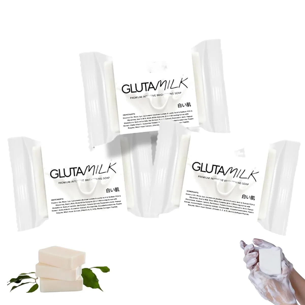 Мыло GlutaMilk от Soumiey, 3 шт, 60 г, Молочный