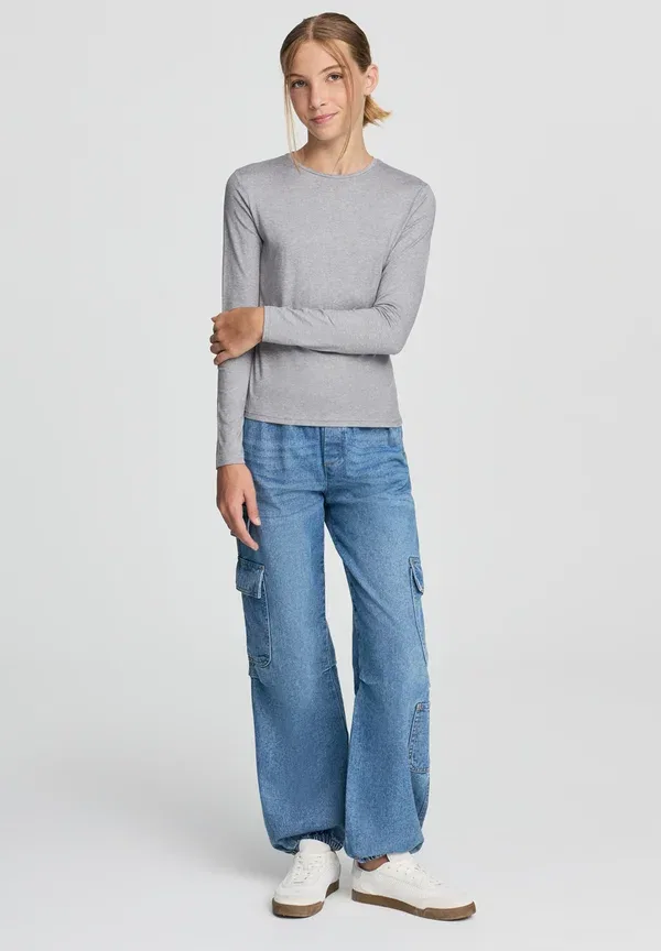Футболка с длинным рукавом, трикотажная, Pack 3 tinta unita - long sleeved top, Terranova, серый, белый, черный