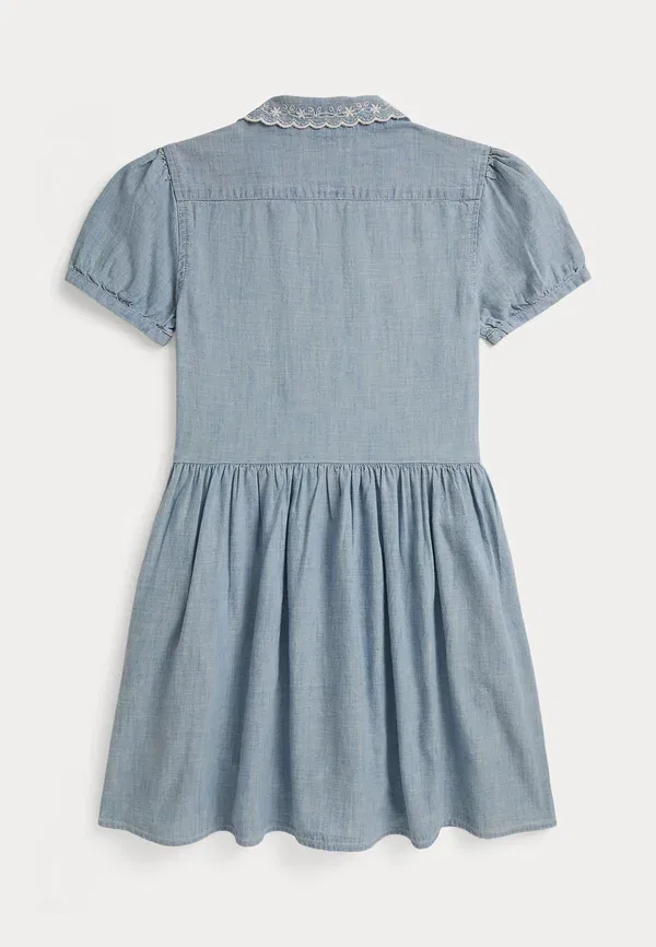 Платье-рубашка хлопковое Indigo cotton chambray shirtdress Polo Ralph Lauren, New Medium Wash — фото 2