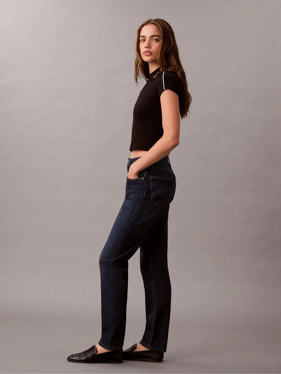 Джинсы Mom, свободная посадка Calvin Klein, синие — фото 4
