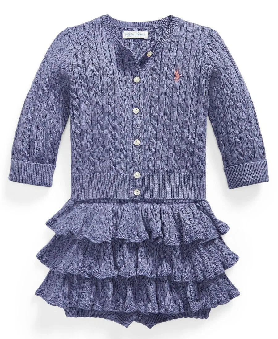 Комплект из кардигана и юбки-шорт с рюшами Polo Ralph Lauren, Summer Purple