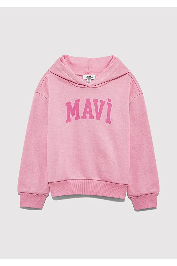 Детское худи для девочек с принтом Mavi, Pink — фото 3