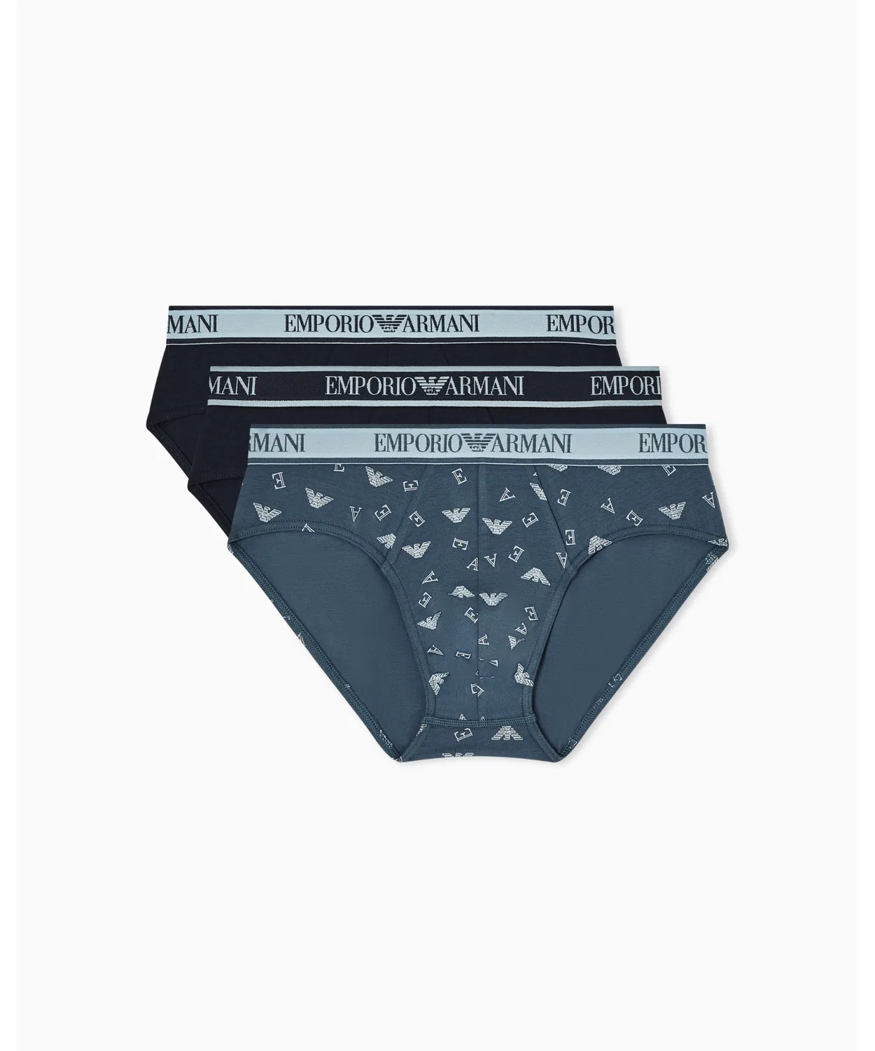 Мужские трусы-слипы с логотипом, комплект из 3 штук, Core EMPORIO ARMANI, Blue