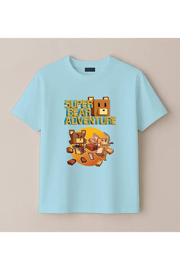 Детская футболка с принтом Super Bear Adventure Blitzist, Baby Blue