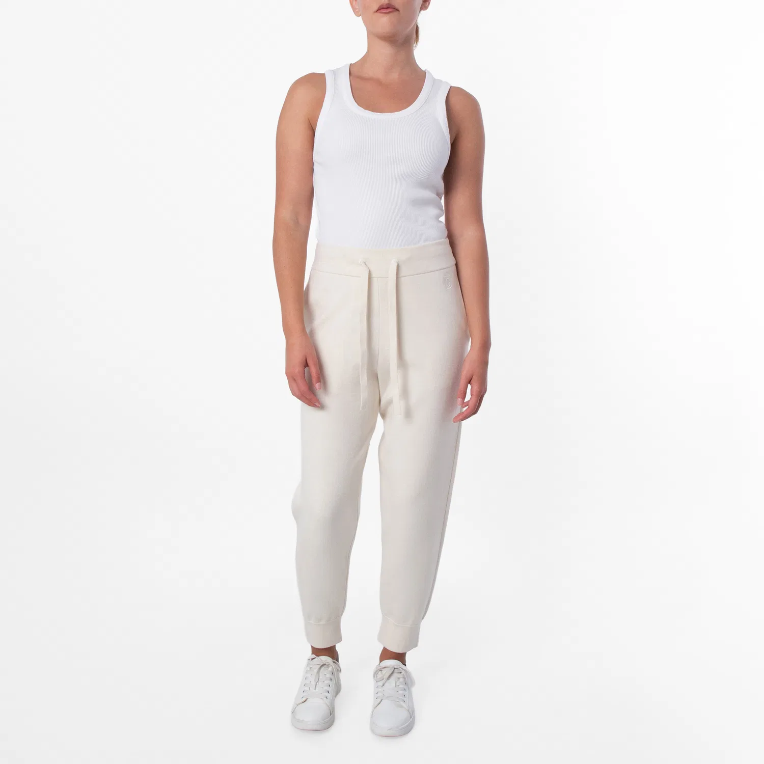 Женские спортивные брюки с монограммой Larkan Monogram Motif Jogging Pants Burberry, Natural White — фото 4