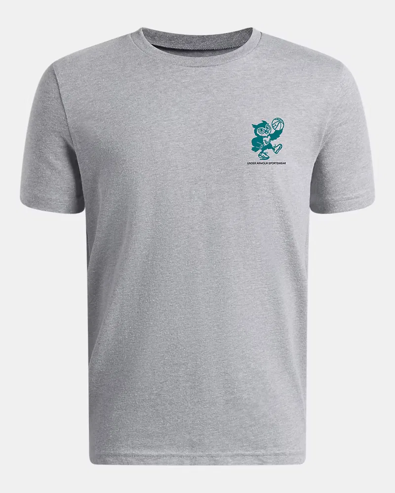 Футболка с коротким рукавом для мальчиков быстросохнущая Hoo Hoops UnderArmour, Steel Light Heather/Black