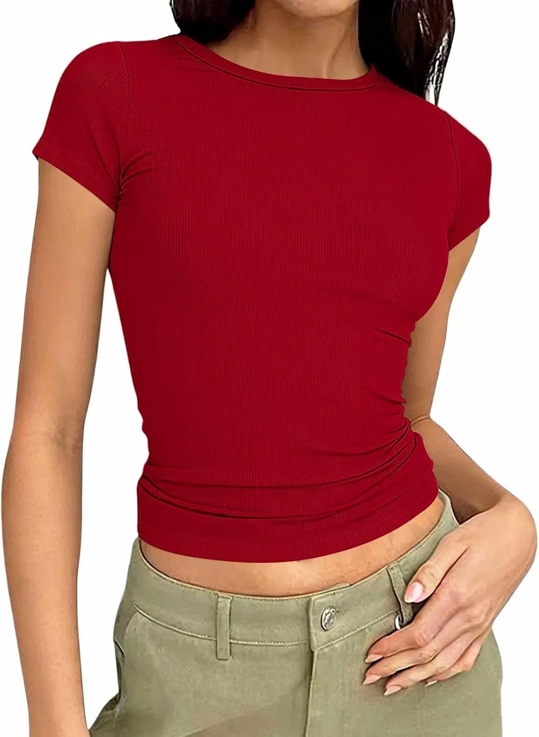 Женская футболка поло Ribbed Knit, Red