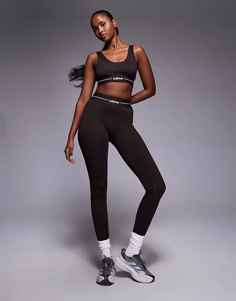 Леггинсы Adidas Training Hyperglam с прямым кроем, кофейно-коричневый