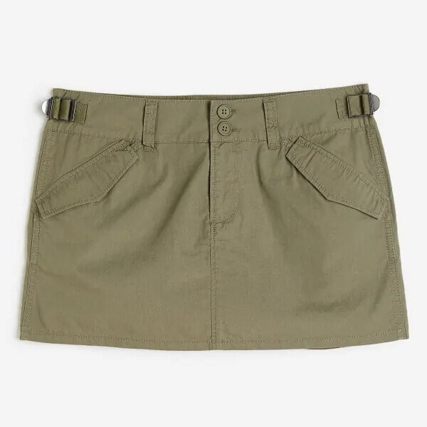 

Юбка H&M Low-waist Utility, зеленый хаки